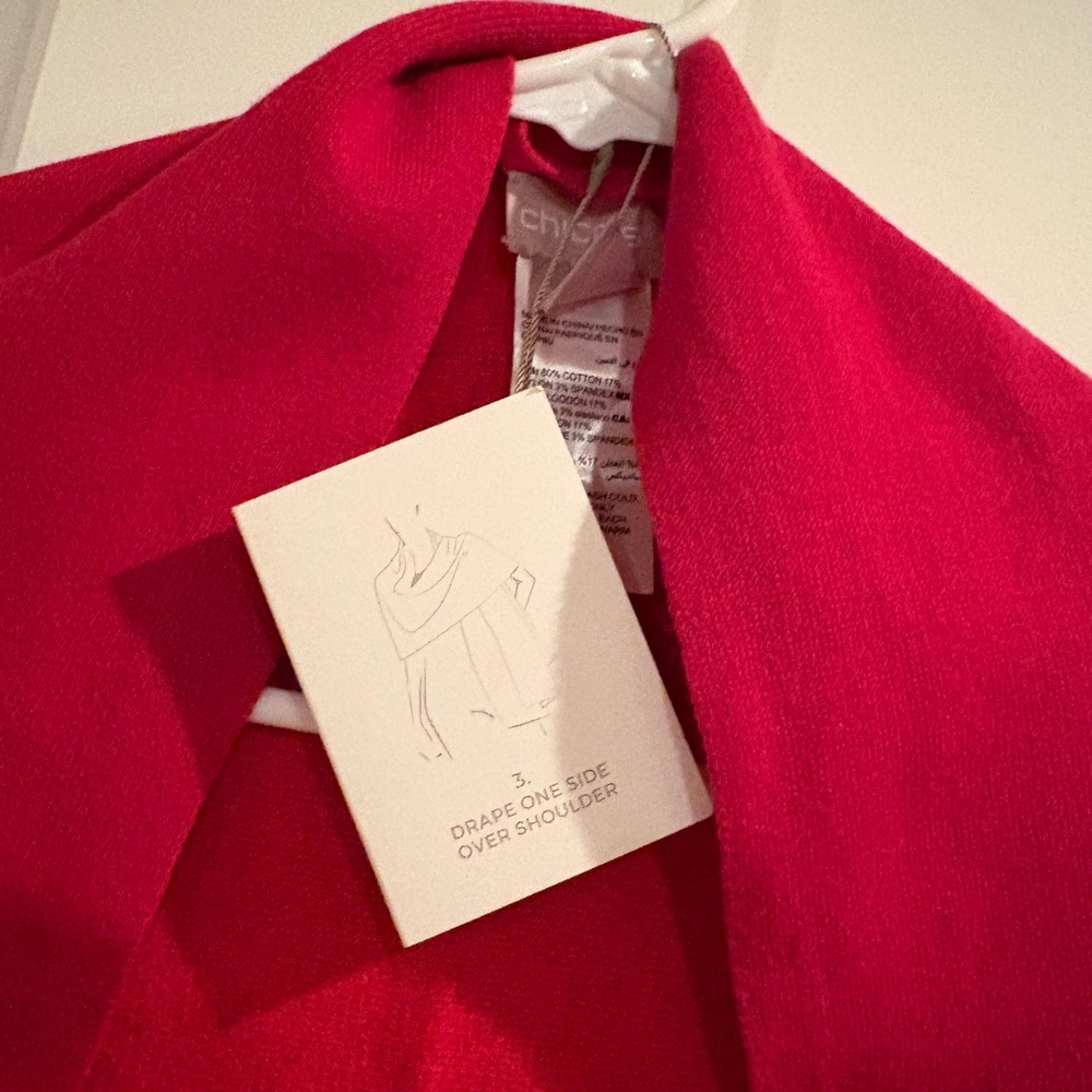 Chico’s Reversible Travel Wrap Rauna with travel bag. Red - Picture 6 of 10